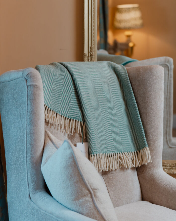 Sea Green Irish wool throw, a cosy Irish gift for her